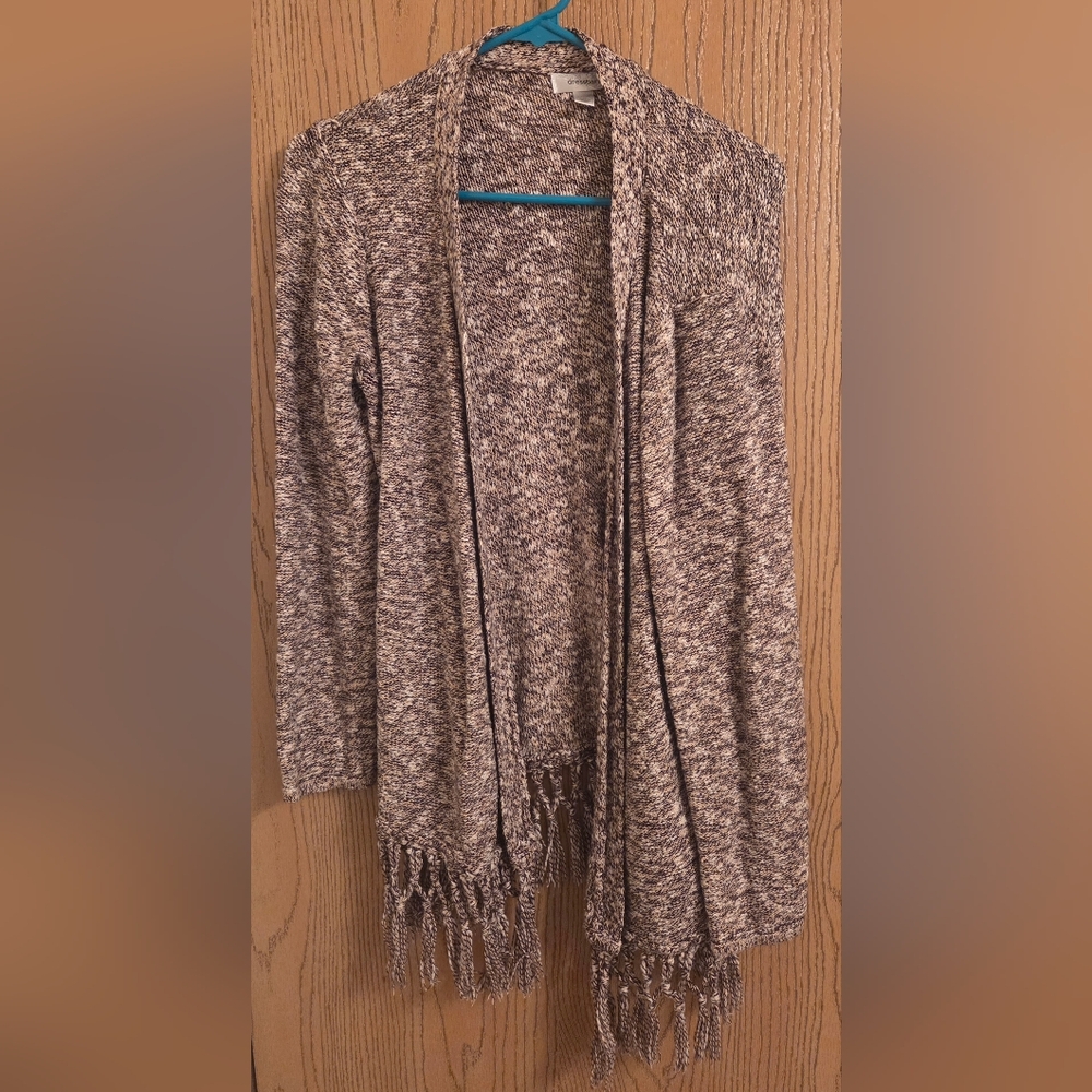Dressbarn Heathered Fringe Cardigan